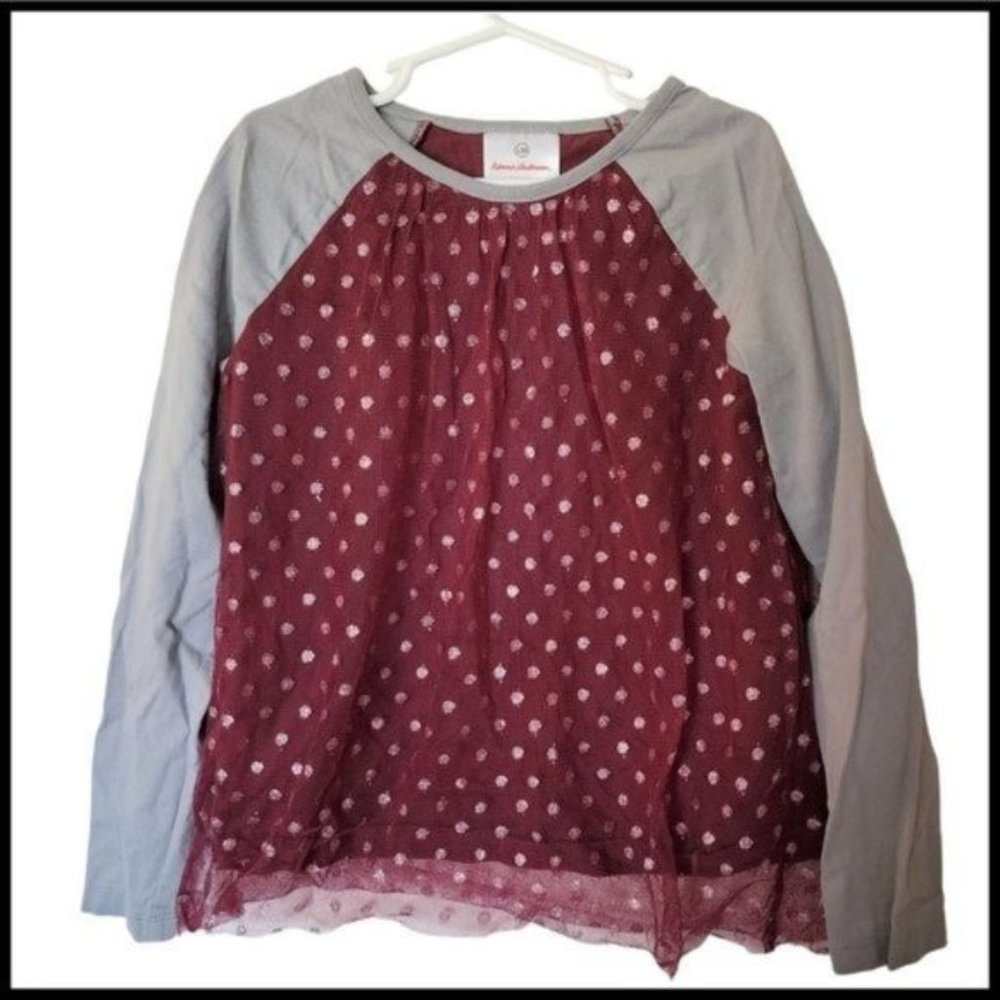 Hanna Andersson Long Sleeve Polka Dot Tule Glitter Top size 130 size 8 Years Gi